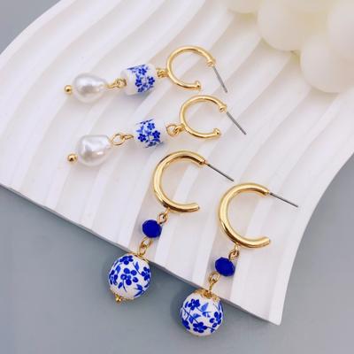 Handmade Chinese Style Ceramic Tassel Earrings for Women's Daily Wear Earrings for Women