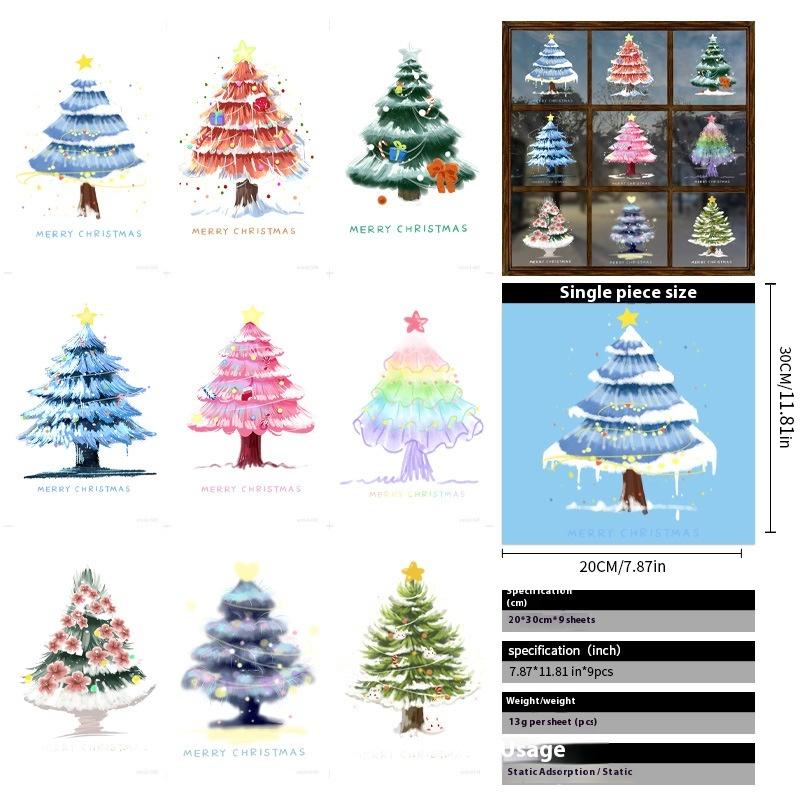 Santa Claus Christmas Ornaments Static Stickers Window Grilles Scene Arrangement Glass Doors Stickers Windows
