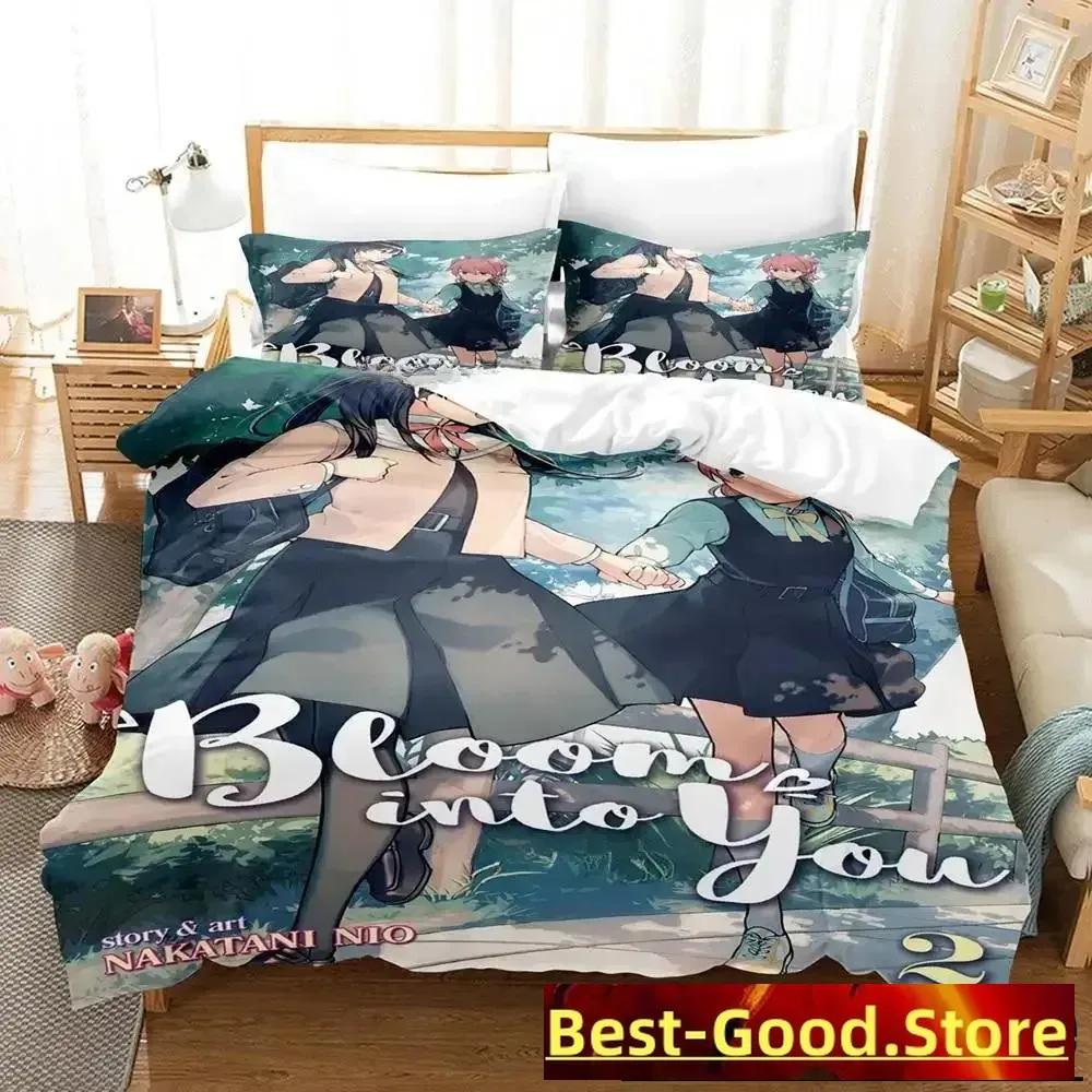 New Bloom Into You Bedding Set Single Twin Full Queen King Size Bed Set Adult Kid Bedroom Duvet Cover Sets Anime Bed Sheet Set