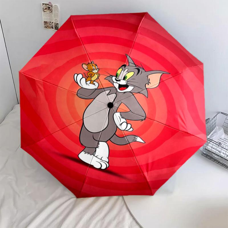 1 Stück Automatischer Faltregenschirm - Cartoon-Muster, Tragbares & Faltbares Design mit 46 Speichen, Weihnachts-Geburtstagsgeschenke
