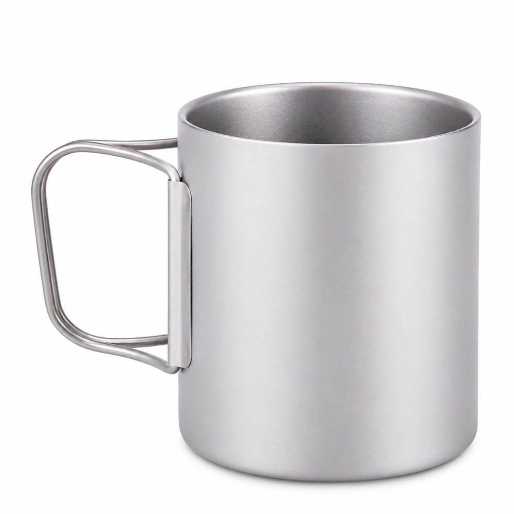 Foldable Handle Camping Mug Compact Outdoor Coffeee Bottle Portable Titanium Water Cup  Travel