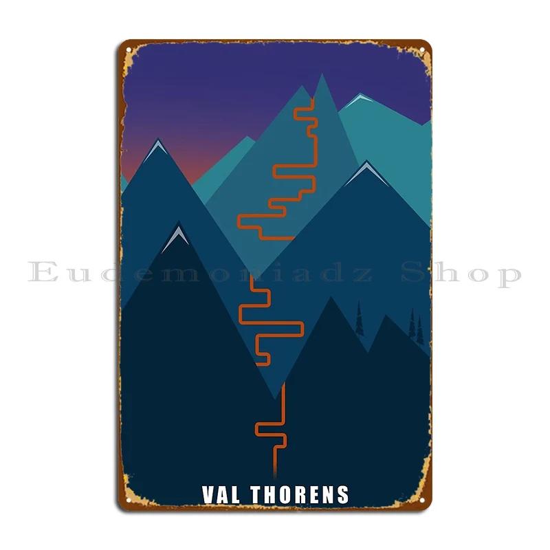 DORA Tin Sign Val Thorens Skiing Metal Sign Garage Designs Wall Mural Cave Garage Tin Sign Poster 20x30cm(7.8x11.8inch)