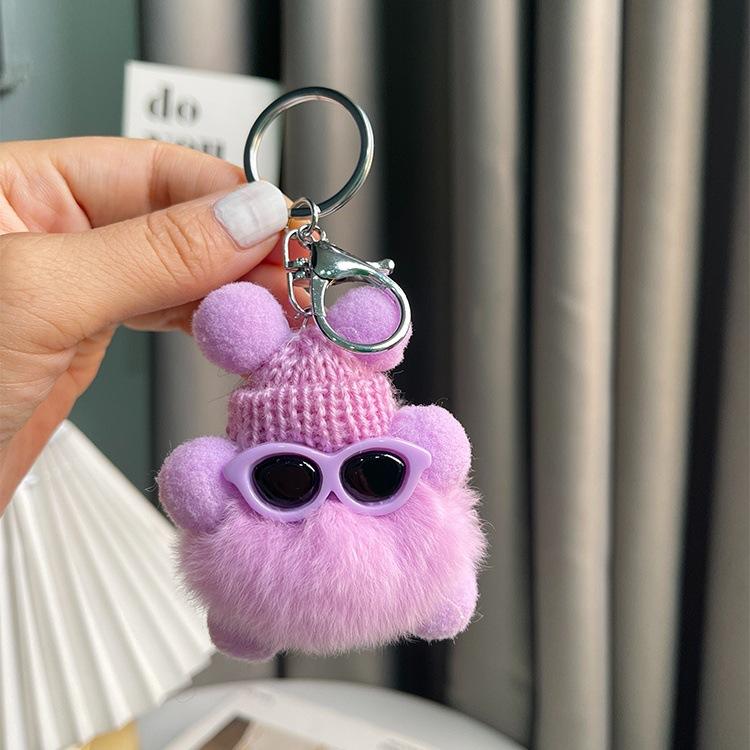 Cute Imitation Rex Rabbit with Long Legs and Small Briquettes Car Keychain Pendant Plush Bag Pendant Gift Doll Doll