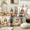 Home Decor Floral Lantern And Crescent Moon Pillow Cover Pattern Cushion Cover Suitable For Sofa Bedroom Car Pillow Cover