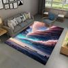 Rainbow Purple Fantasy Cloudscape Rug, Vibrant Art Style Home Decor Carpet for Living Area with Intense Sky Charm