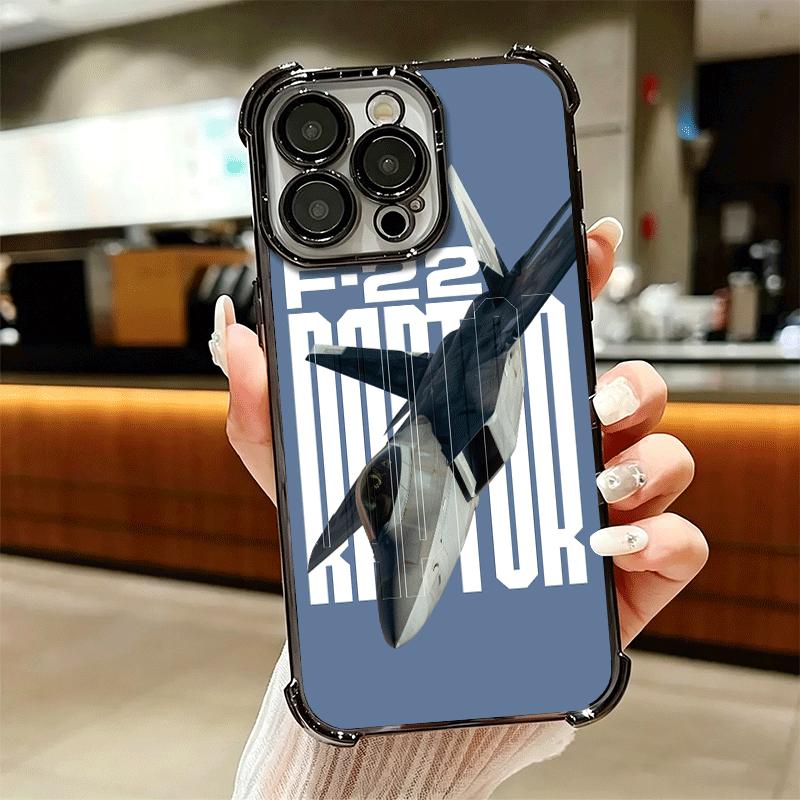 Fighter Plane F-22 Raptor Cool Soft Phone Case For iPhone 15 16 17 Air 14 Pro Max 16E Plus 13 12 Mini Plating Anti-Fall Fundas