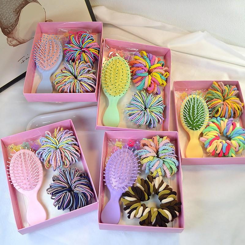 Pink Hair Accessories Set: Cute Hair Ties, Rubber Bands, Ropes, Clips & Gift Box for Girls and Babies