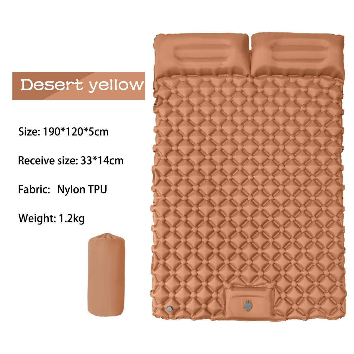 Ultralight 2 Person Tent Inflatable Cushion Pillow 2x1.2m Camping Sleeping Mat Quick Foot Press Inflatable Mattress коричневый