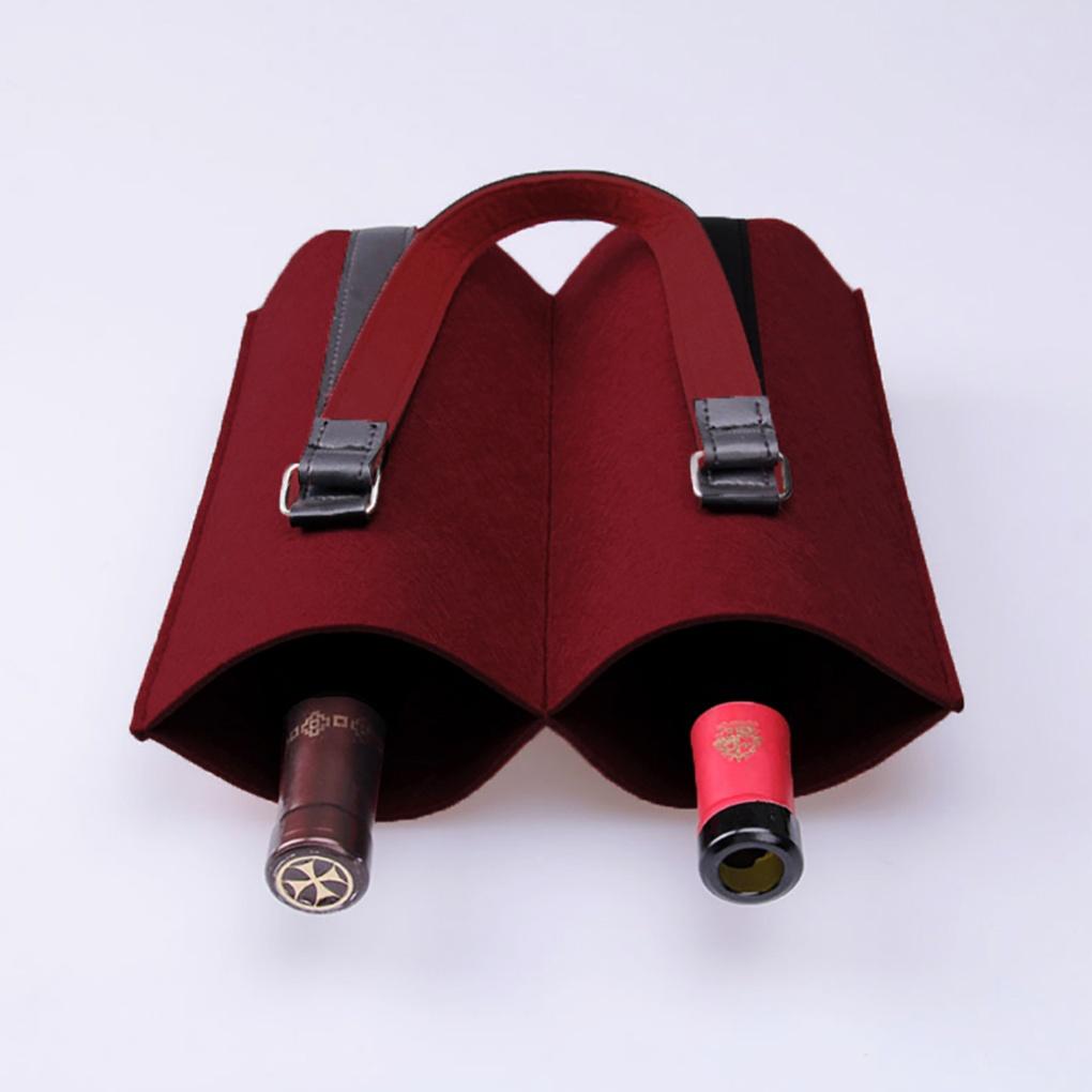 2-piece leather strap wine bag (burgundy)