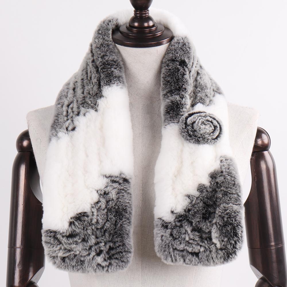 Winter Women Real Rex Rabbit Fur Scarf Natural Warm Soft Rex Rabbit Fur Muffler Lady Genuine Rex Rabbit Fur Scarves