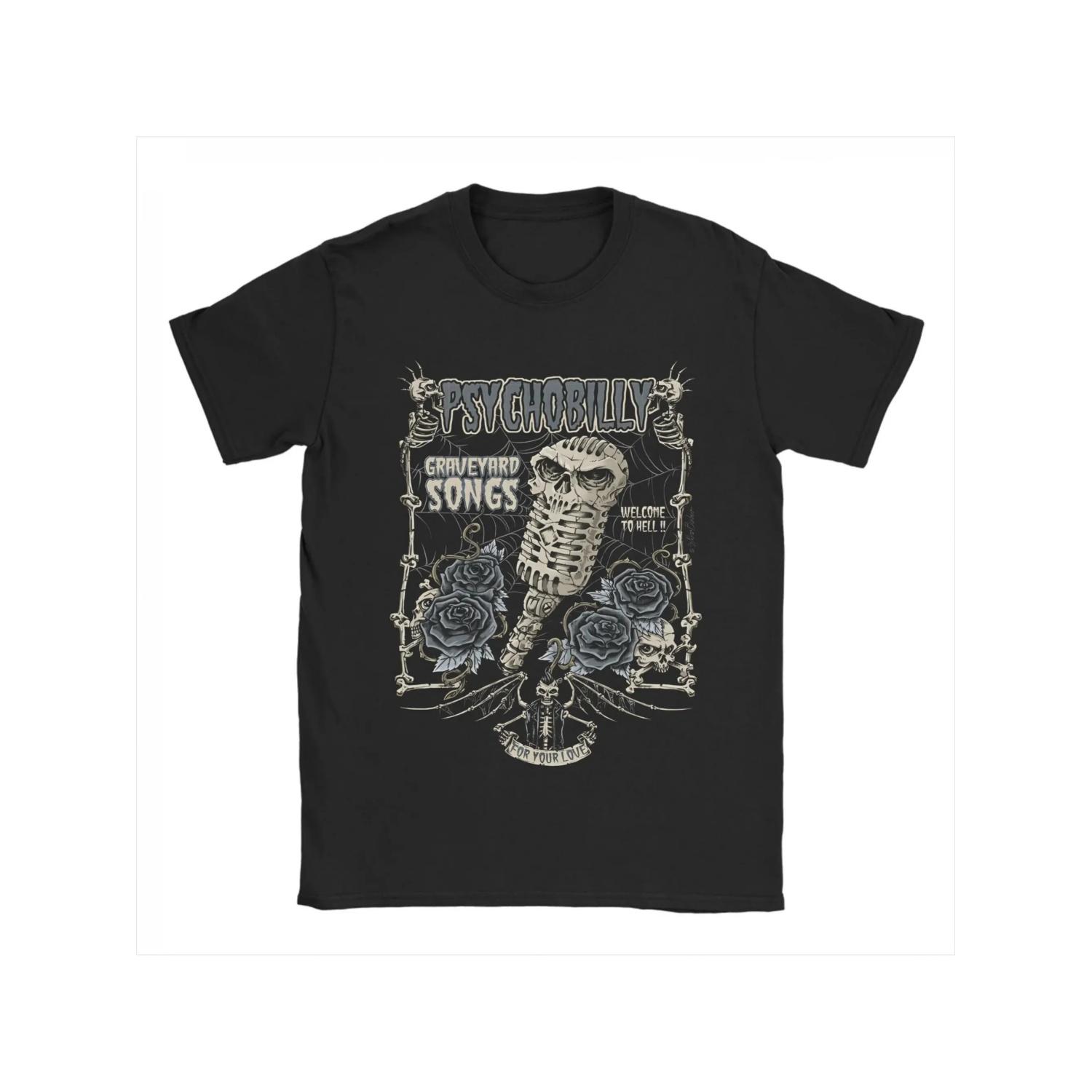 

Men s T-shirt Band Style Psychological Rock Theme Fun Cotton Short Sleeved T-shirt Round Neck Top Adult Clothing S чёрный
