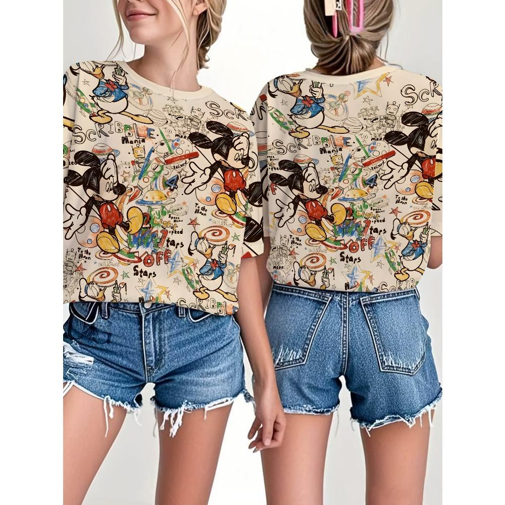 Women's Short Sleeve Crew Neck Digital Printed Women's Casual T-Shirt