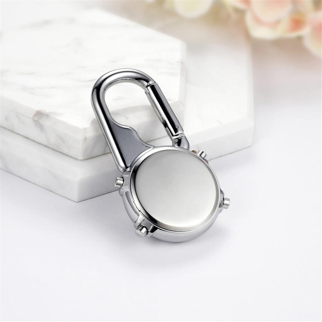 JEWELRYWE Armbanduhr mit Karabiner, Krankenschwesteruhr, Digitalanzeige, Unisex, einfache Uhr, Schlüsselanhänger, Tasche, Taschenuhr