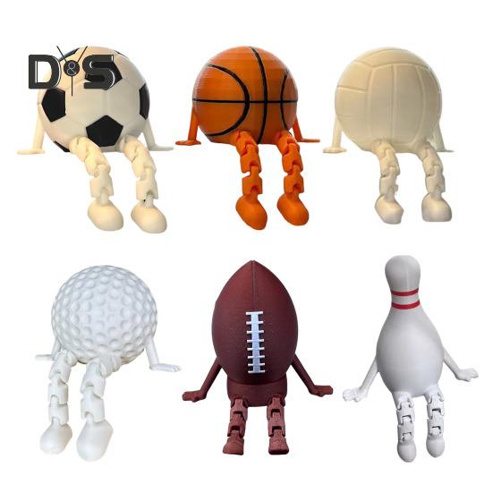 Tennis Model Ornament Golf Basketball Soccer Baseball Ball Figure Articulated Legs Display Model Office Desk Accessory