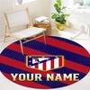 Atletico Fan Gear Custom Name Round Area Rug Carpet Rug For Living Room Bedroom Sofa Playroom Decor Nonslip Floor Mat