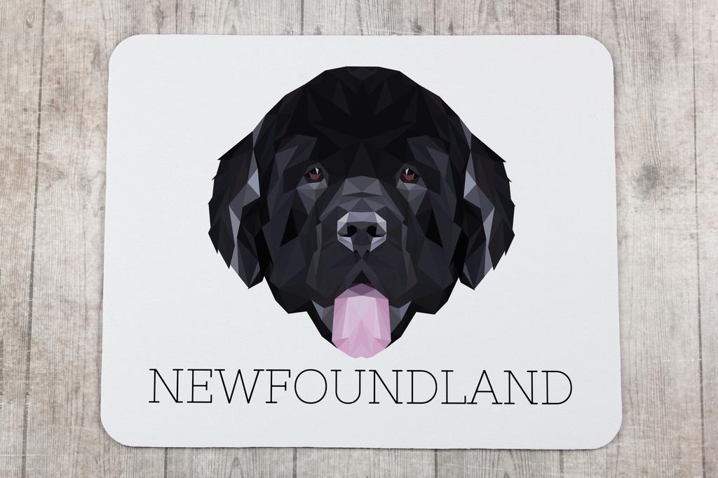 Newfoundland, Newfs, Newfies – Geometric mouse pad with a picture and text | Art-Dog
