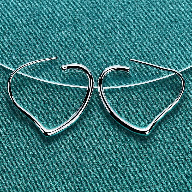 925 Sterling Silber Herz Liebhaber Ohrringe Creolen für Frauen Hochzeit Verlobung Mode Charm Schmuck