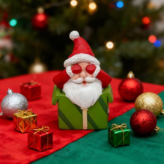 3 Pcs Mini Santa Claus Statue See Hear Speak No Evil Resin Christmas Table Decoration Collectible