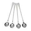 Home Kitchen Tool 4 Pcs Long Round Stainless Steel Coffee Honey Ice Cream Spoons