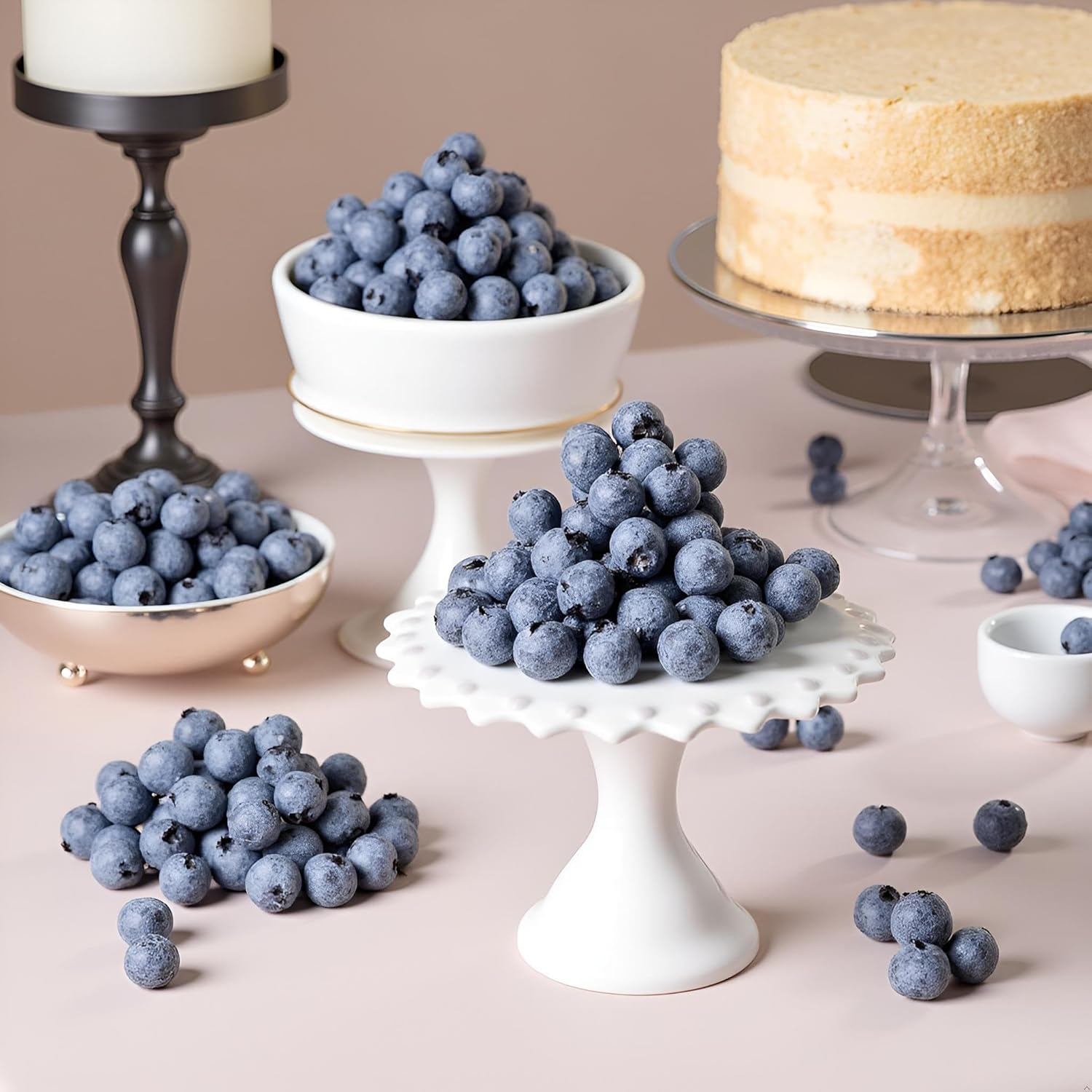 20 Pcs Artificial Blueberries Plastic Fake Blue Berry Plants Realistic Artificial Blueberry Plants for Home Wedding Office Party Kitchen Cabinet
