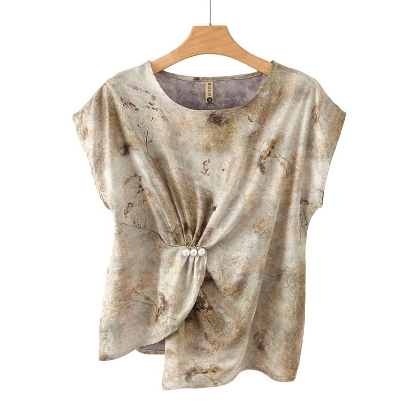 Yuzhaolin Women s Summer Tie-Dye Pearl Button Top 3XL