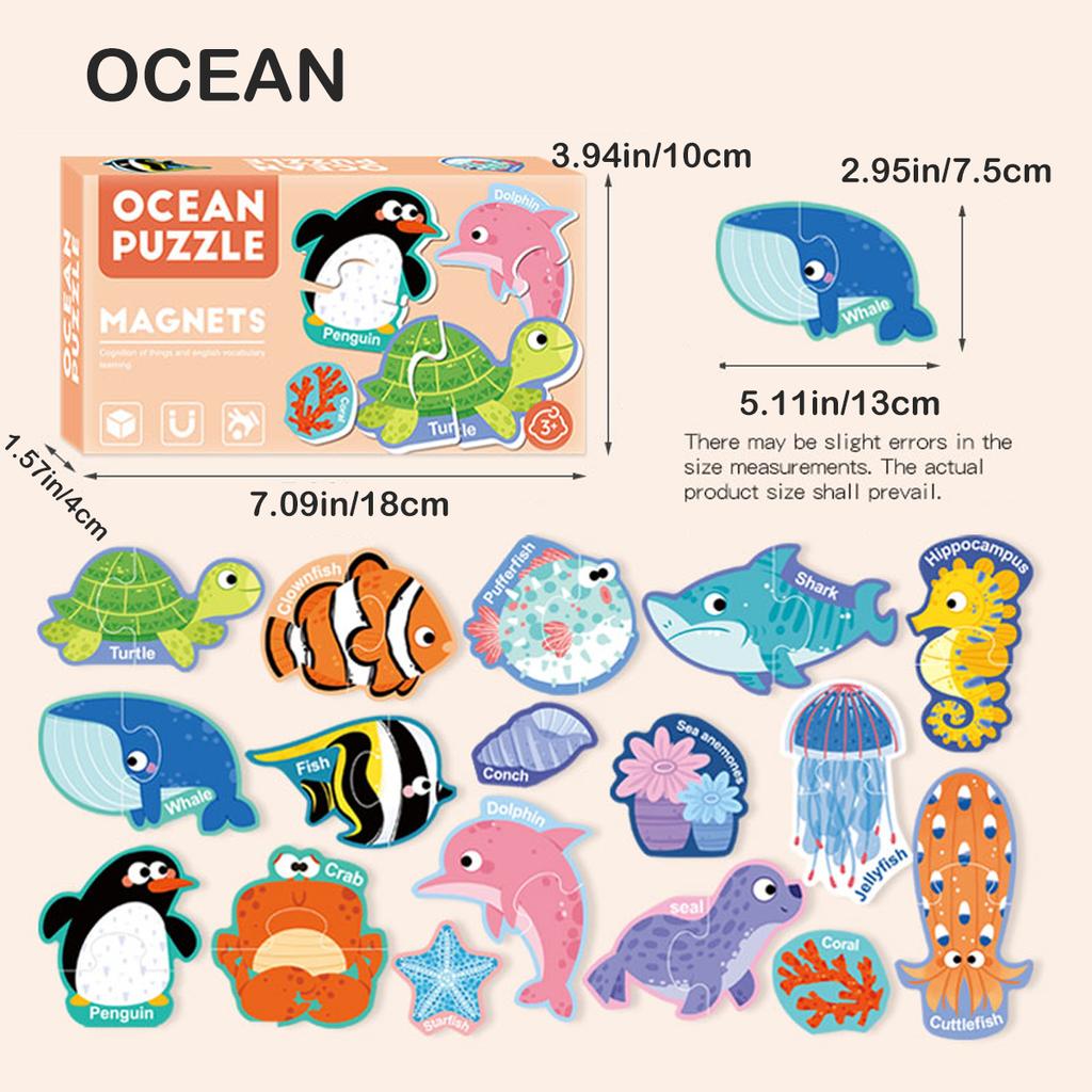 Magnetic Stickers Puzzle, Letters, Numbers, Fruits, Dinosaurs, Animals, Transportation Early Education Puzzle Toys For Kids