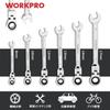 WORKPRO Flex Ratchet Wrench, Swivel Ratchet, Combination Wrench Set, Dual-Use Head Spanner Wrench, Adjustable Angle, 72 Gears, 6-Piece Set, for Automo