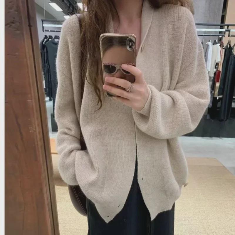 Autumn Old Money Loose Knit Cardigan Sweater