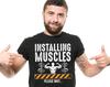 Mens Installing Muscles Shirt Gym Shirts Bodybuilder Shirt Funny Gym Joke Tees Fitness Gifts WorkouT-Shirts For Him Gift For Men Gym Gifts