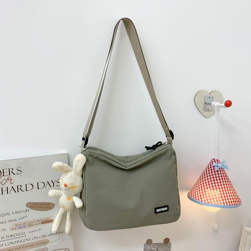 Canvas Bag Women'S Large-Capacity Simple Casual Versatile Commuter Messenger Bag Student Class Shoulder Bag
