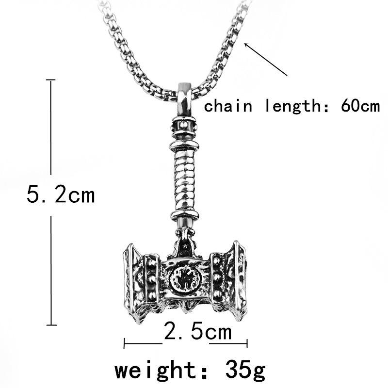 Necklace Men'S Personality Stainless Steel Domineering Retro Fashion Titanium Steel Thor Hammer Pendant Pendant Accessories Necklace