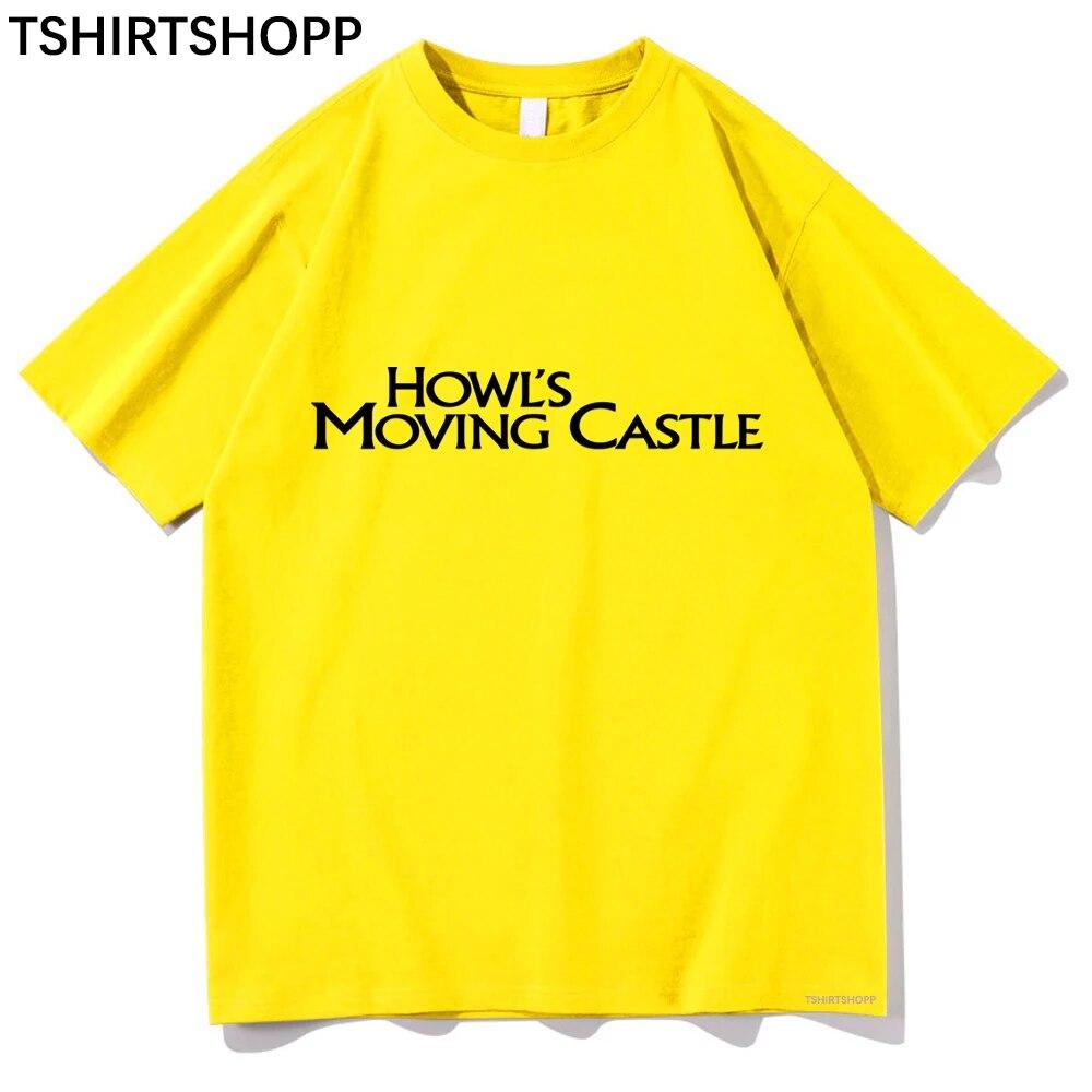 Anime Howl's Moving Castle Tişört Estetik Kadın Giysileri Yaz Sokak Giyim Tişörtü Kawaii Unisexga Tişörtler Unisex Pamuklu Üstler