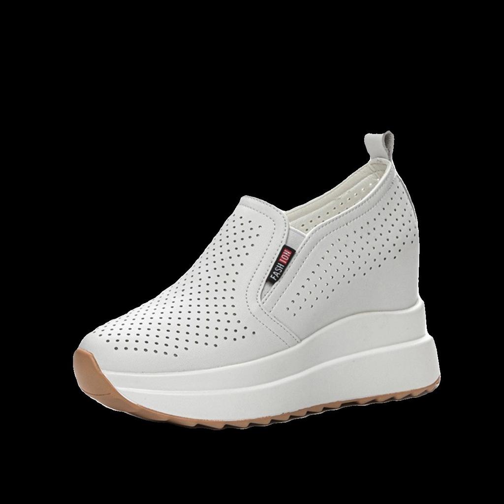Korean Version Outer Wear Inner Height Increase 10CM Single Shoes Summer Versatile Hollow Breathable Casual Platform Shoes Lazy One Pedal Women'
