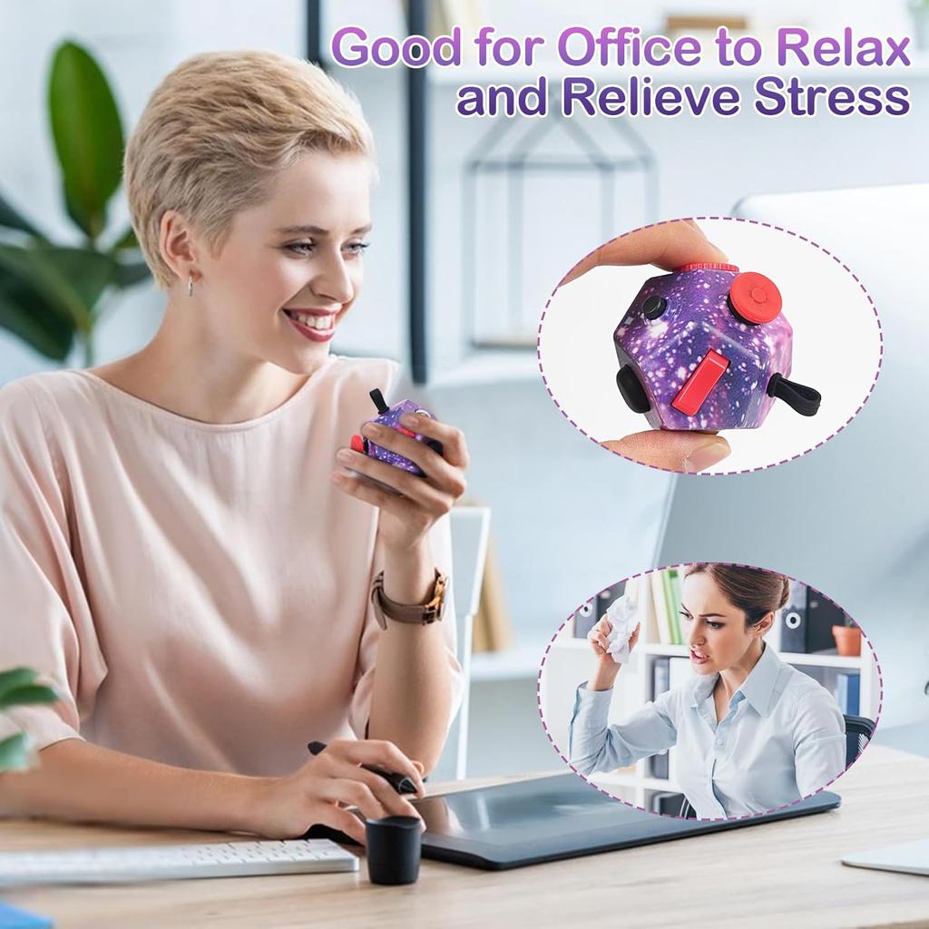 Small Fidget Toys,12 Sided Cube Toys for Kids Adults with Anxiety ADHD Autism and Relief Stress