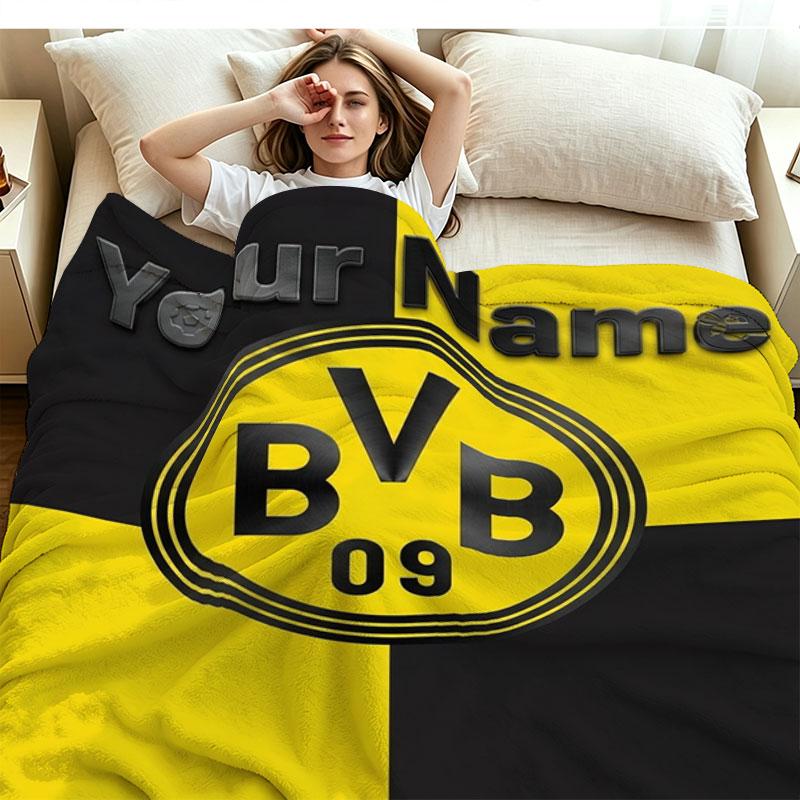 1PC Borussia Custom Name Patterned Flannel Blanket Suitable For All Seasons for Home Decor Warmth and Comfort Gifts Holiday Present