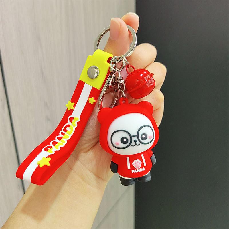 Adorable Cartoon Hoodie Panda Keychain Cute Silicone Key Ring Fashion Gift