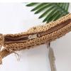 Half Round Straw Bag Rattan Shoulder Bag Zipper Woven Half Moon Crossbody Handbags Bohemia Vacation for Women