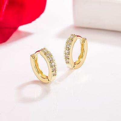 14K kullast teemant-ehetest kõrvarõngad naistele üherealised täispuurpandlaga Aros Mujer Oreja Real 14 K kollase kullaga Orecchini