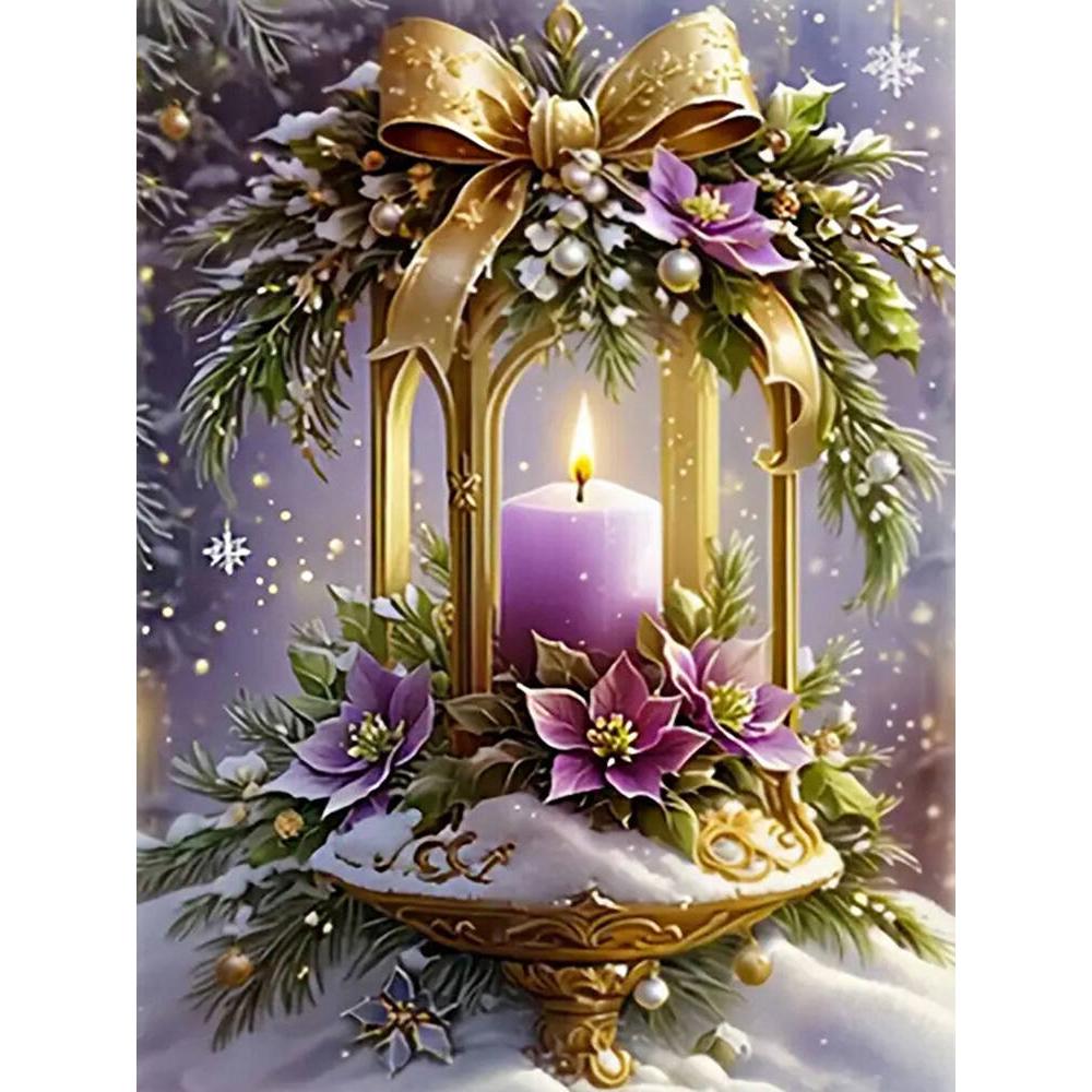 

Зроби сам 5D алмазна вишивка свічка повна викладка алмазна картина набір квітка мозаїка сніг різдвяні прикраси подарунок Round 20x30cm