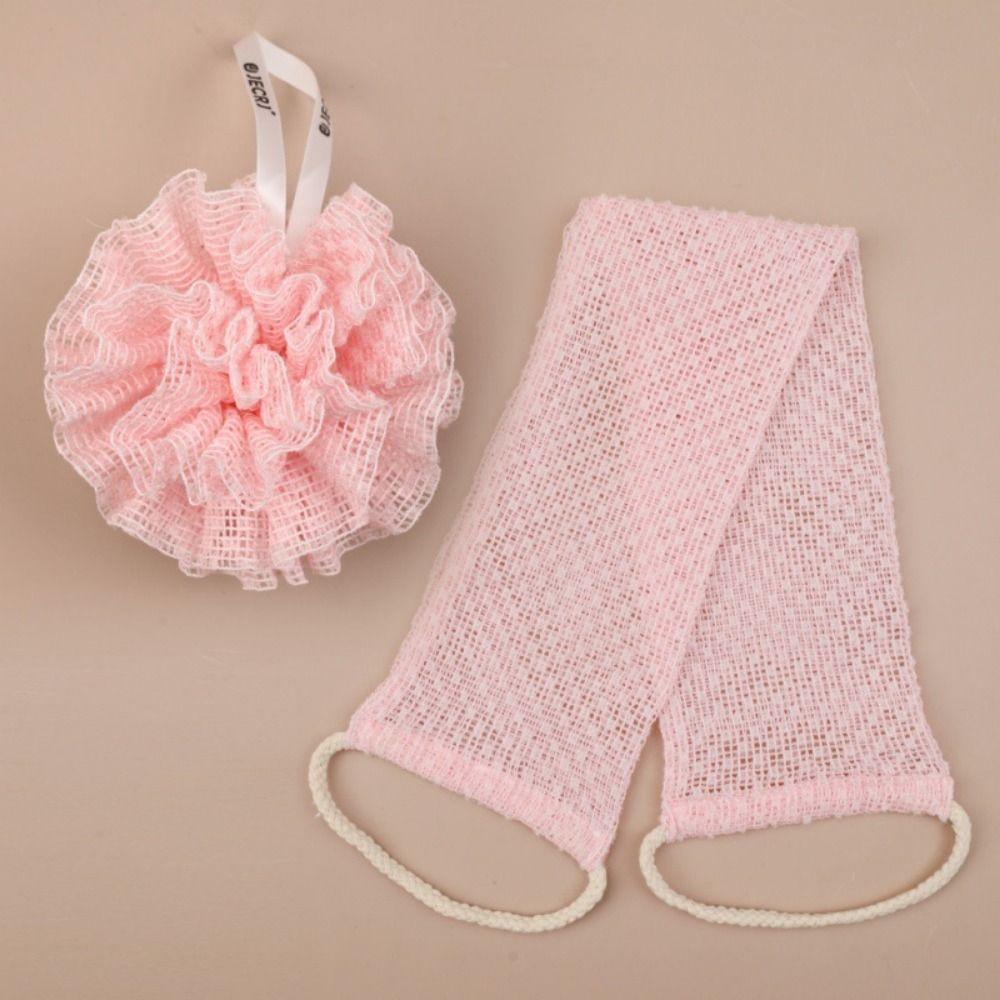 Household Bath Towel with Bath Flower Soft Back Shower Strap Body Wash Cloth Set  Body Cleaning