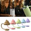 5Pcs Large Bore Silicone Straw Hat Cute Poop Pumpkin Design Dustproof Reusable 0.4 Inch Diameter Straw Hat
