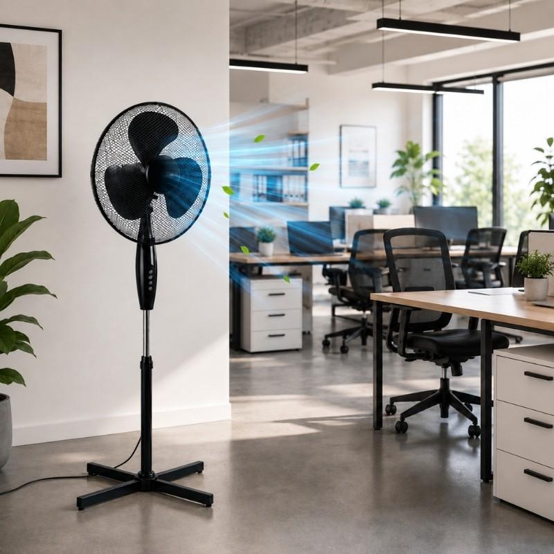 Verstellbarer Standventilator 40 cm – Schwarz 55W