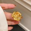 Gold Rose Brooch Retro Romantic Lapel Pin 1Pcs Unisex Anti-deform Clothing Accessory for Date Travel Daily Wear Gift