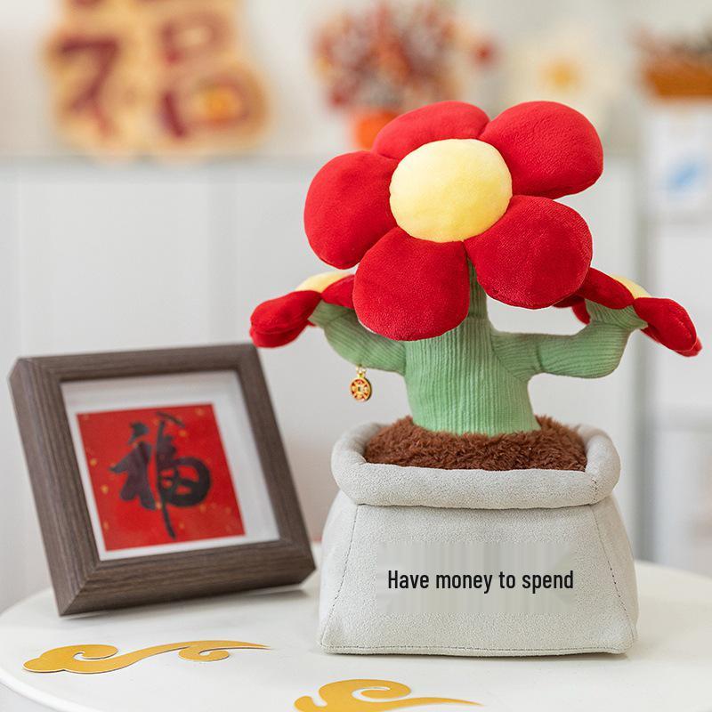 

Bonsai Money Tree Plush Decoration: Small Green Plant Ornament for Office Desktops 20 cm (0.35 kg)