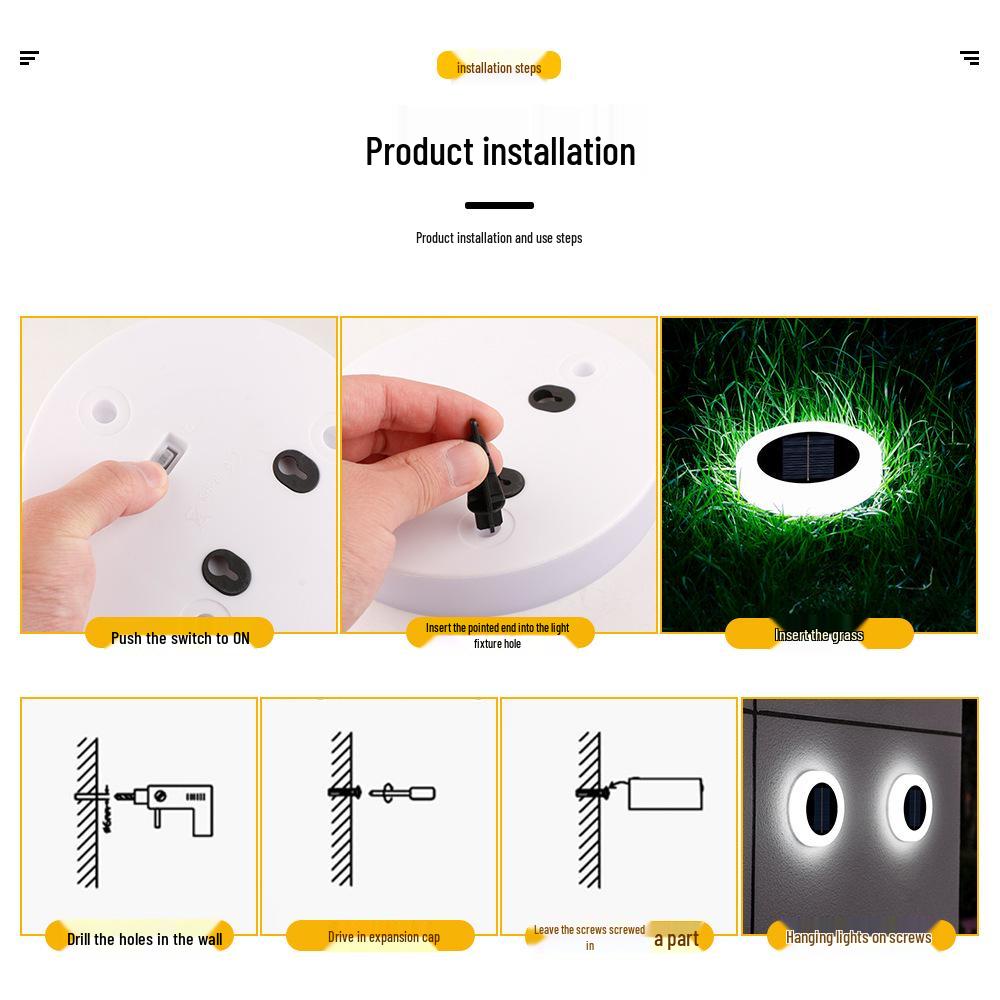Solar LED Garden & Wall Lights for Outdoor Decoration, Dual-Use, Suitable for Villas, Courtyards, and Lawns