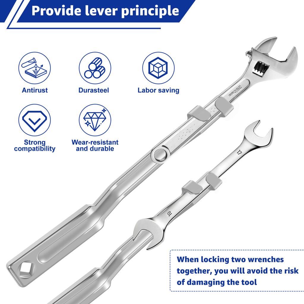 Wrench Extender Adapter and Wrench Extender Tool Bar Set Multi-purpose Universal 1/2" Drive Breaker Bar Extender for Auto Repair
