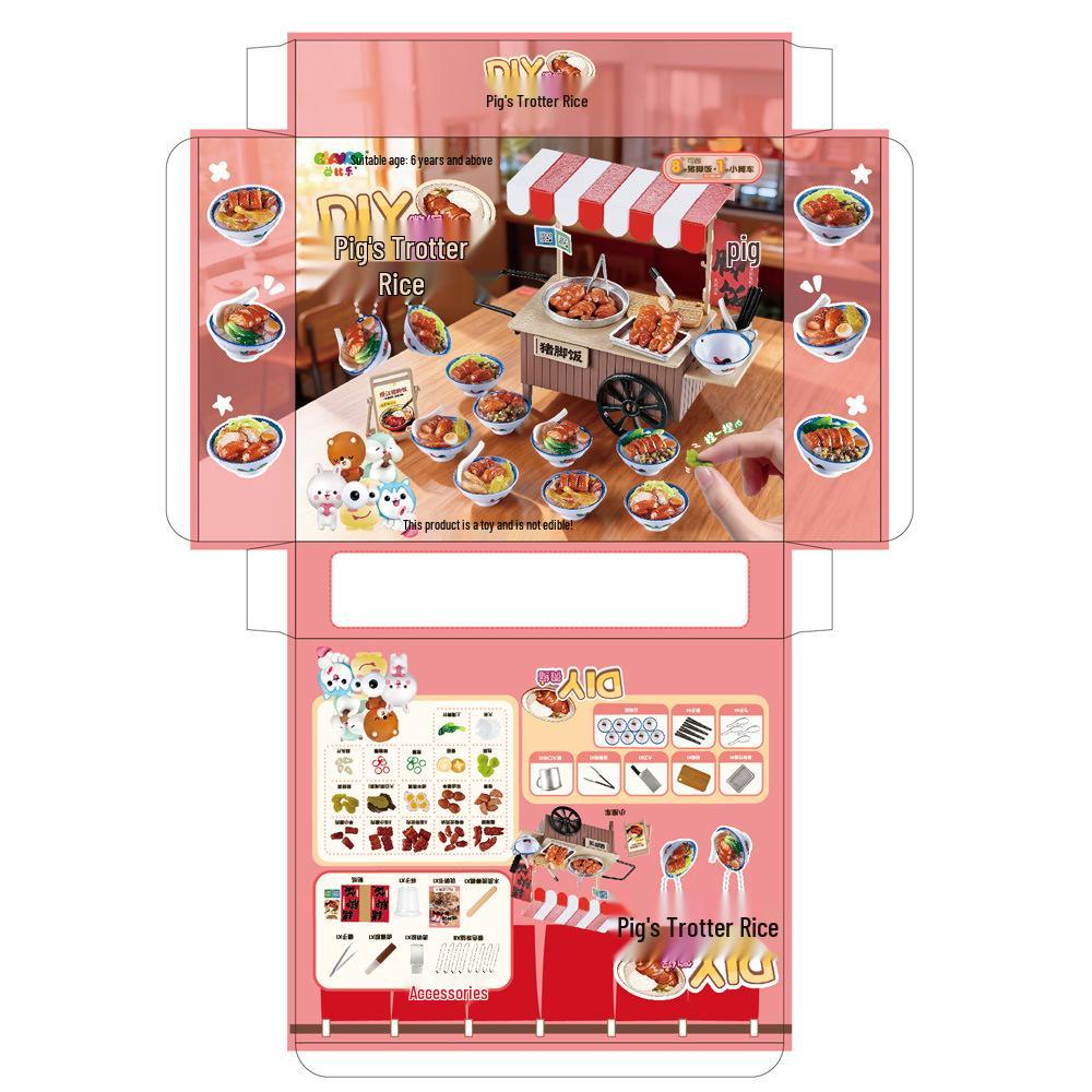 Yibile Mini DIY Pig Trotters Rice Handmade Simulation Dish Toy Set