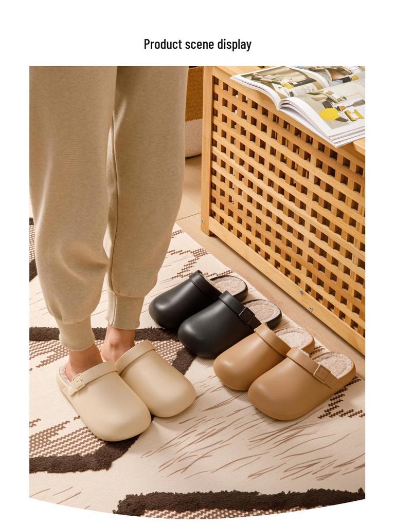 Women's & Men's Waterproof Non-slip Indoor Cotton Slippers - Simple, Closed-toe, Warm for Winter, Suitable for Couples