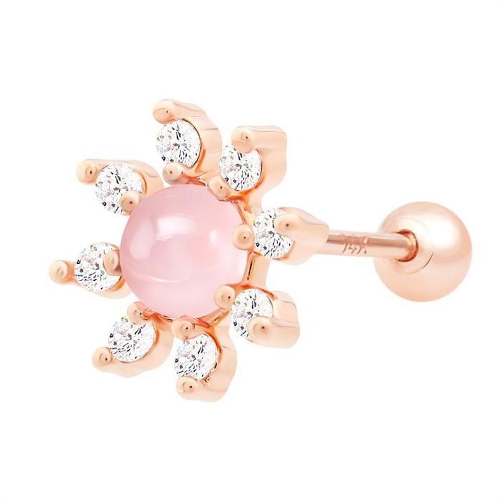 [Onm] Onm 14K Gold Needle Rose Quartz Cubic Flower Rose Gold Piercing (S9594197)
