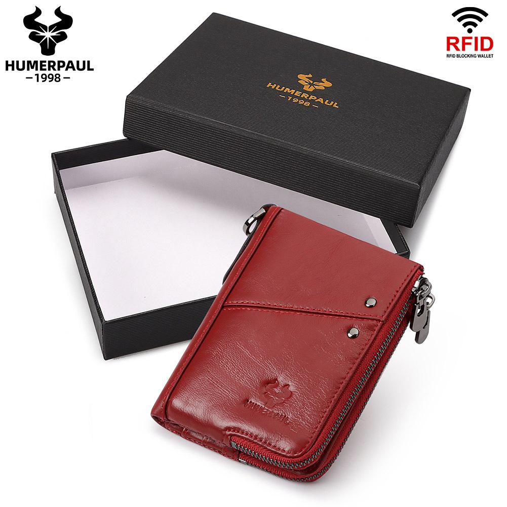 Humerpaul Portafoglio da donna 100% pelle di mucca Portafoglio pochette